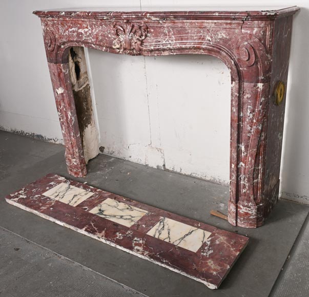 Louis XV-style fireplace decorated with a palmette, carved from peach-blossom marble Louis XV-style fireplace decorated with a palmette, carved from peach-blossom marble-6