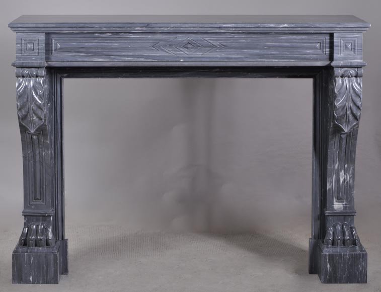 Antique Napoleon III style mantel with lion's paw in Blue Turquin Marble-0