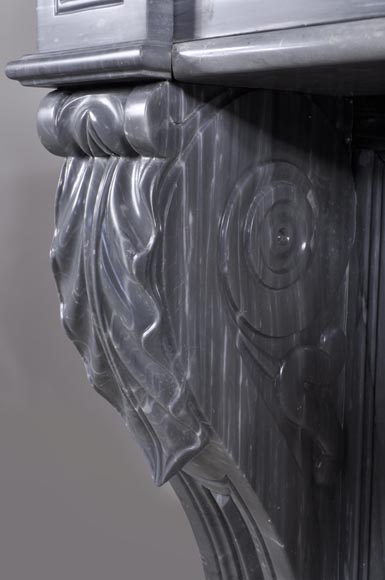 Antique Napoleon III style mantel with lion's paw in Blue Turquin Marble-3