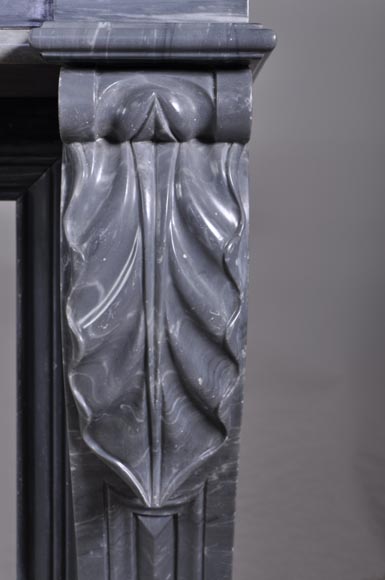 Antique Napoleon III style mantel with lion's paw in Blue Turquin Marble-7