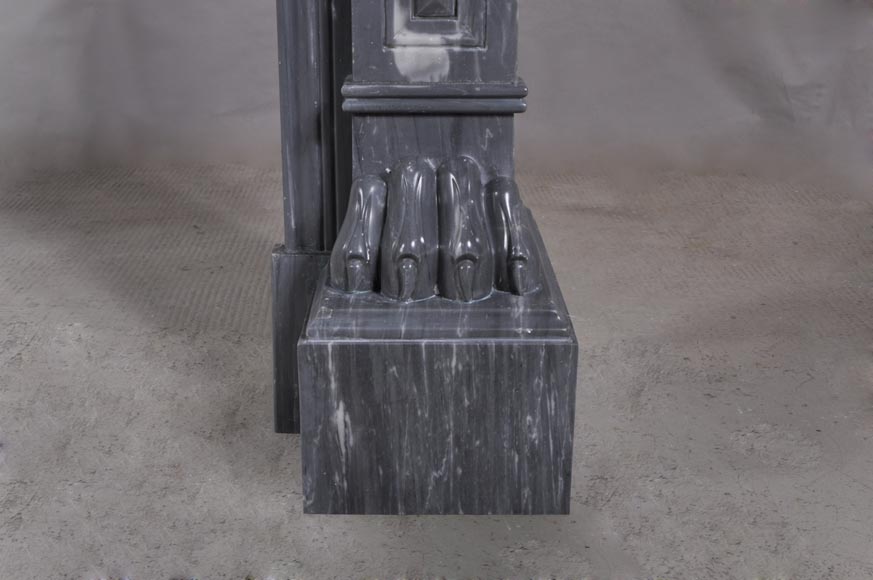 Antique Napoleon III style mantel with lion's paw in Blue Turquin Marble-8