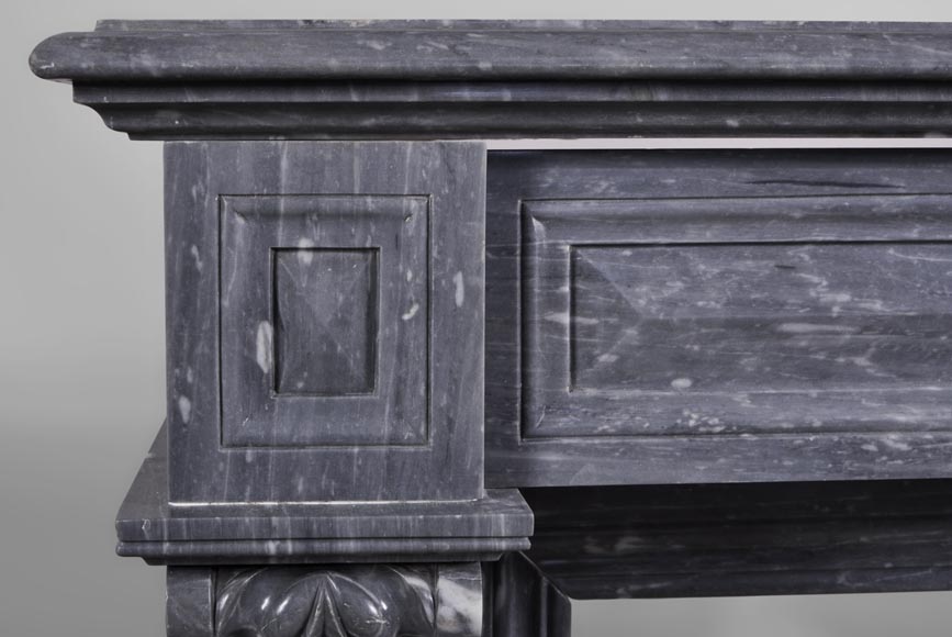 Antique Napoleon III style fireplace with lion's paws in Blue Turquin marble-3