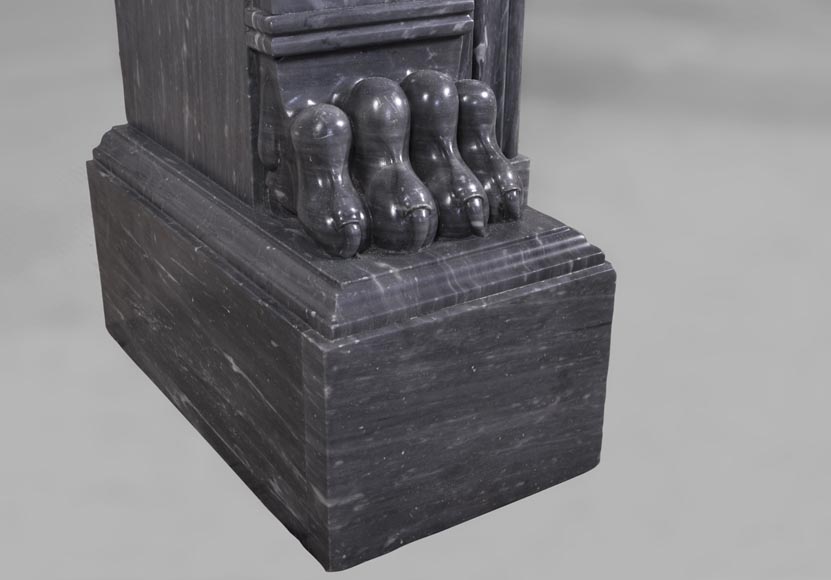 Antique Napoleon III style fireplace with lion's paws in Blue Turquin marble-5