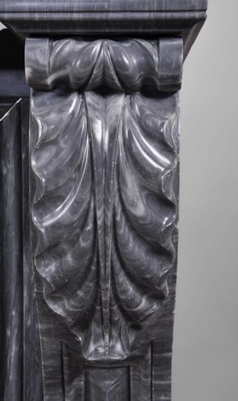 Antique Napoleon III style fireplace with lion's paws in Blue Turquin marble-8