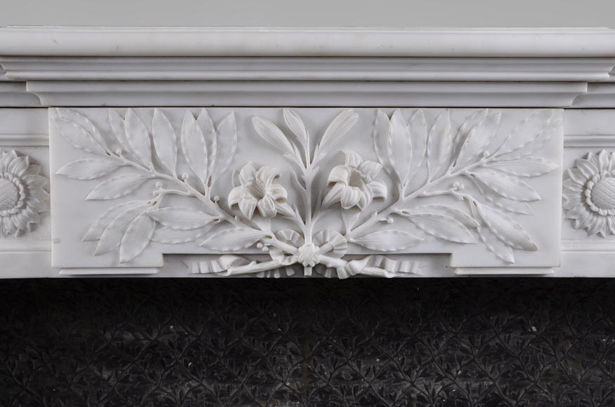 Exceptional antique Louis XVI style fireplace in Statuary marble after the fireplace from the Petit Trianon in the Versailles Palace-1