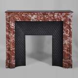 Antique Louis XIV style fireplace in Red from Languedoc marble
