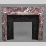 Beautiful antique Louis XVI style fireplace with round corners in violet Villefranche marble 