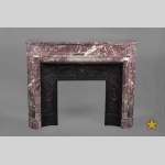 Beautiful antique Louis XVI style fireplace with round corners in violet Villefranche marble 