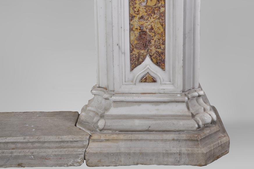 Exceptional antique late 18th century Statuary and Brocatelle marbles fireplace with putti-17