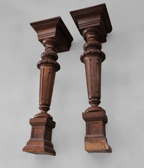 Oak wood paneled room with satyres heads and drapery patterns, 19th century-10