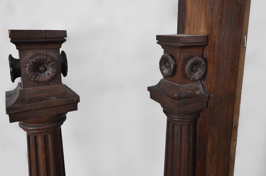 Oak wood paneled room with satyres heads and drapery patterns, 19th century-11