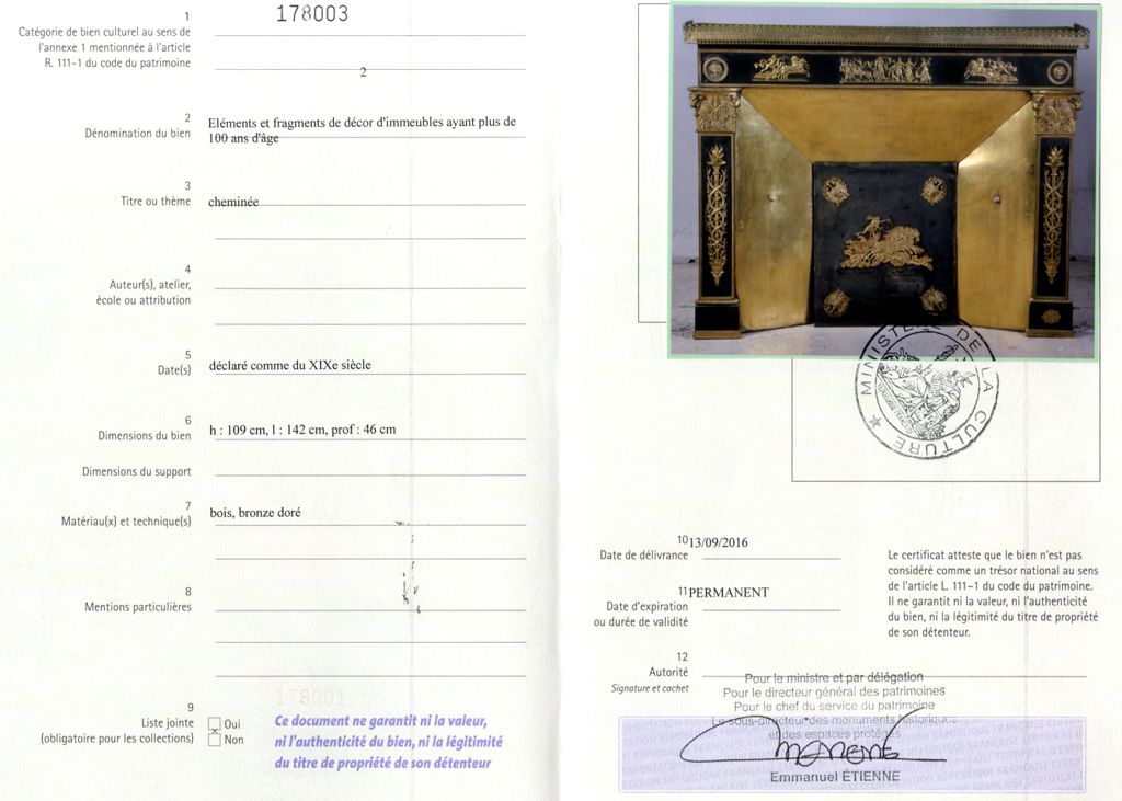 Export certificate