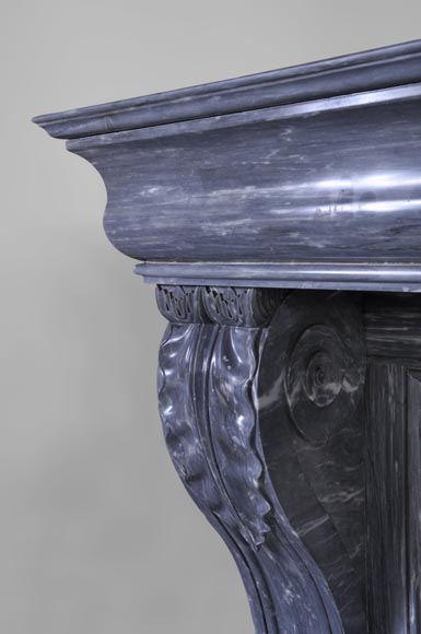 Beautiful antique Restoration style fireplace with lion's paws in Blue Turquin marble-3