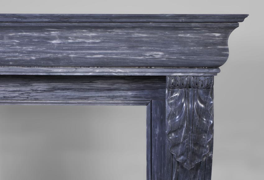 Beautiful antique Restoration style fireplace with lion's paws in Blue Turquin marble-6
