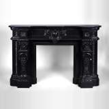 Rare Napoleon III style antique fireplace in Belgium Black marble, richly decorated
