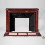 Antique Louis XIV style fireplace in Red Griotte marble with its cast iron insert