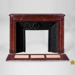 Antique Louis XIV style fireplace in Red Griotte marble with its cast iron insert