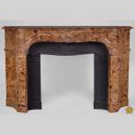 Rare antique Regence period fireplace in Aleppo Breccia marble with its original cast iron insert