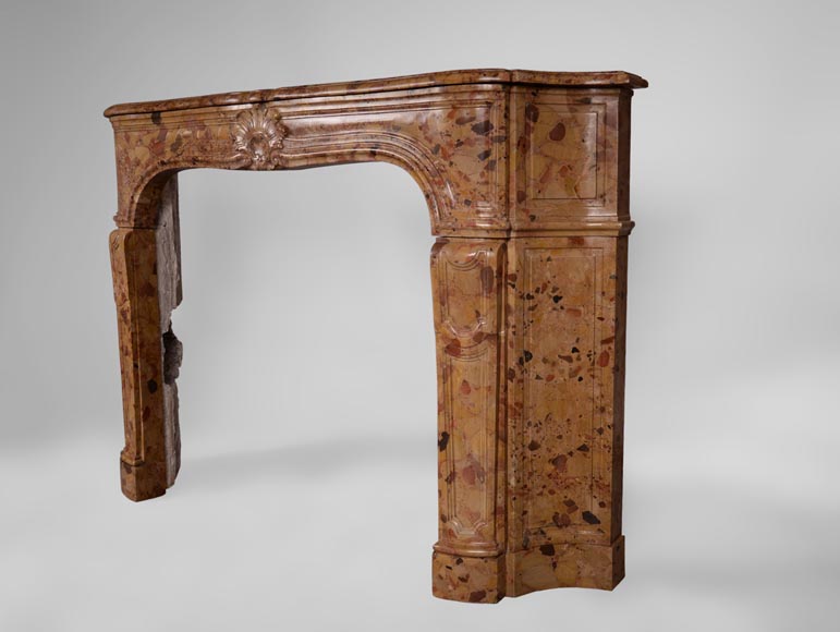 Rare antique Regence period fireplace in Aleppo Breccia marble with its original cast iron insert-6