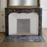 Antique Regency period fireplace in Grey Sainte Anne marble, 18th c.