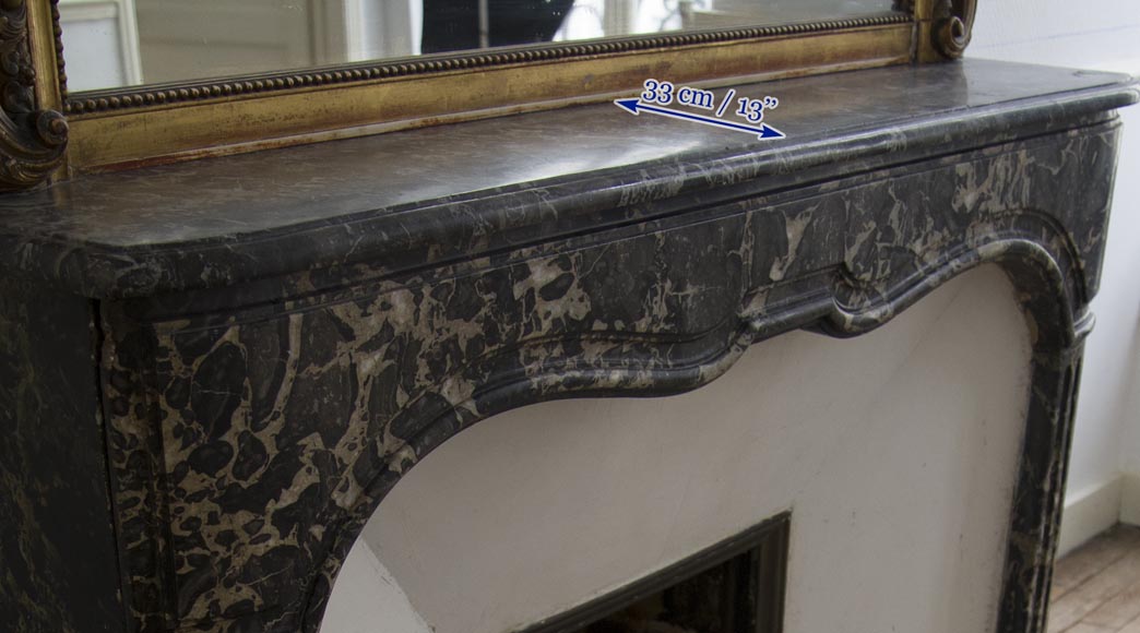 Antique Regency period fireplace in Grey Sainte Anne marble, 18th c.-9