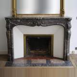 Antique Louis XV period fireplace in Grey Sainte Anne marble, 18th century