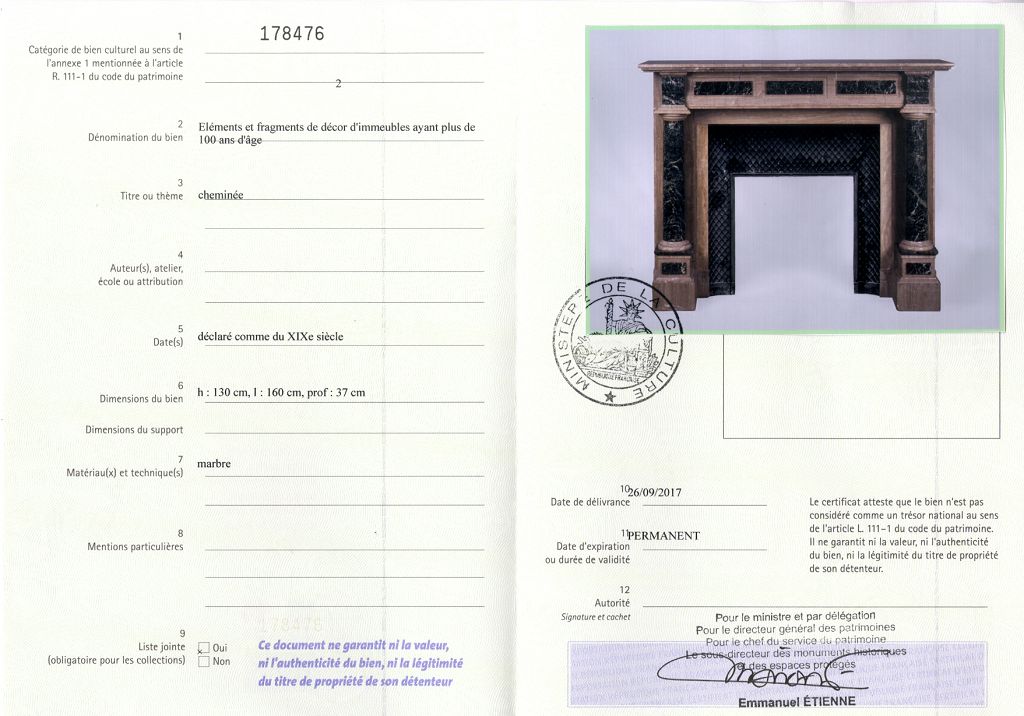 Export certificate