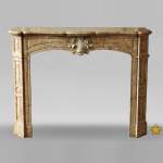 Antique Louis XV style fireplace in Breccia Nuvolata marble with its Carrara marble shell