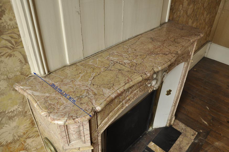 Antique Louis XV style fireplace in Breccia Nuvolata marble with its Carrara marble shell-7