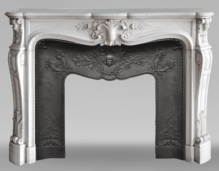 Louis XV style mantel in Carrara marble-0