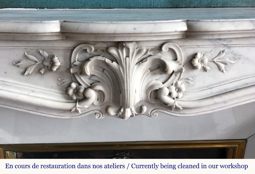 Louis XV style mantel in Carrara marble-1