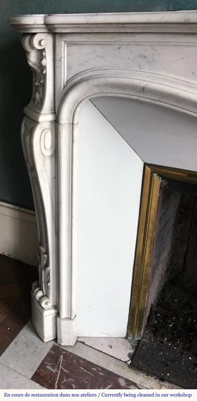 Louis XV style mantel in Carrara marble-3