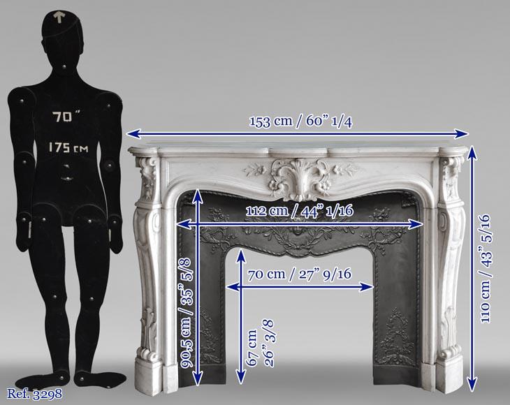 Louis XV style mantel in Carrara marble-6