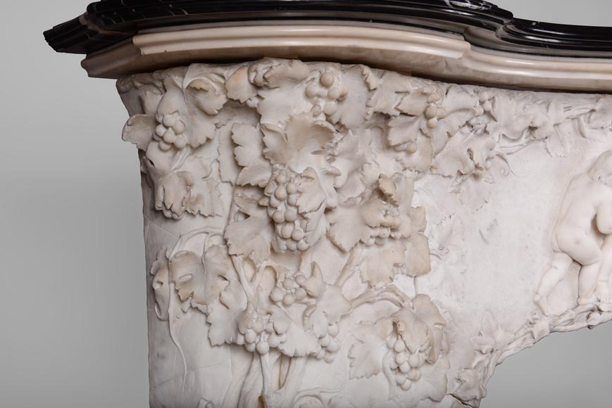 The Games of Childhood, extraordinary antique Statuary marble fireplace carved in high relief with putti-4