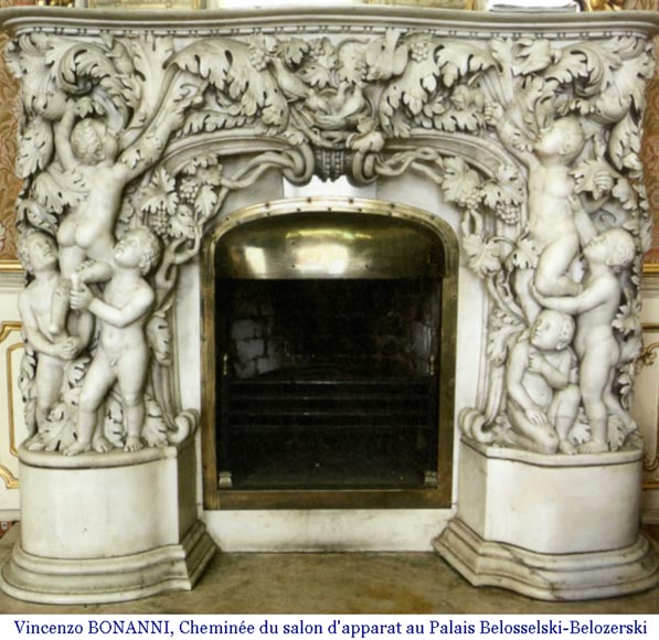 The Games of Childhood, extraordinary antique Statuary marble fireplace carved in high relief with putti-11