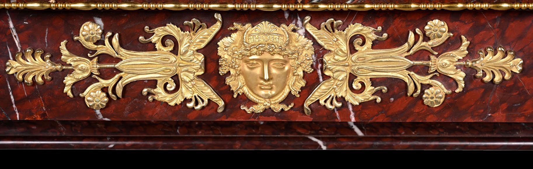 Empire Fireplace in Griotte Red Marble with Gilt Bronze Empire Fireplace in Griotte Red Marble with Gilt Bronze-1