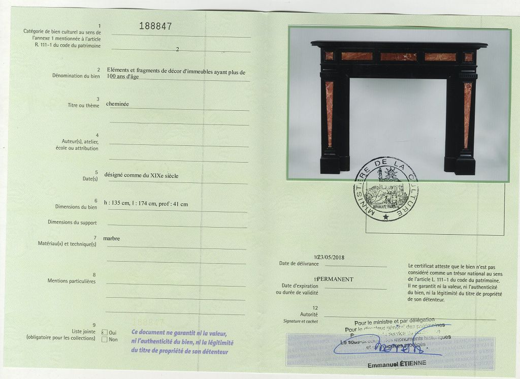 Export certificate