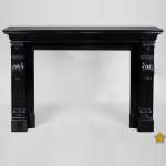 Beautiful antique Napoleon III fireplace with windings and acanthus leaves in Black Belgium marble