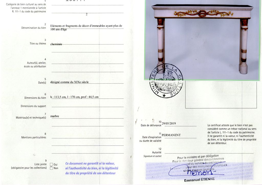 Export certificate