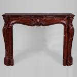 Beautiful antique Louis XV style fireplace in Red Griotte marble