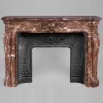Antique Louis XV style fireplace in Red Royal marble