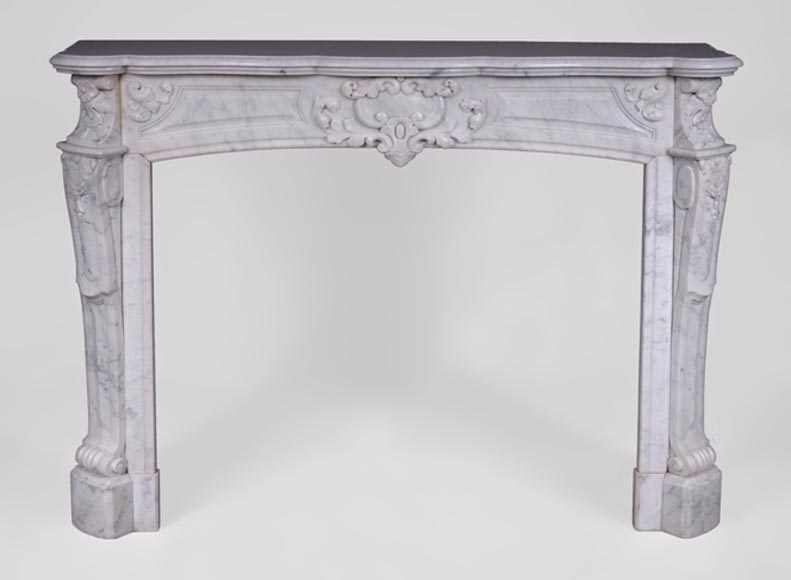 Antique Regence style fireplace in Carrara marble -0