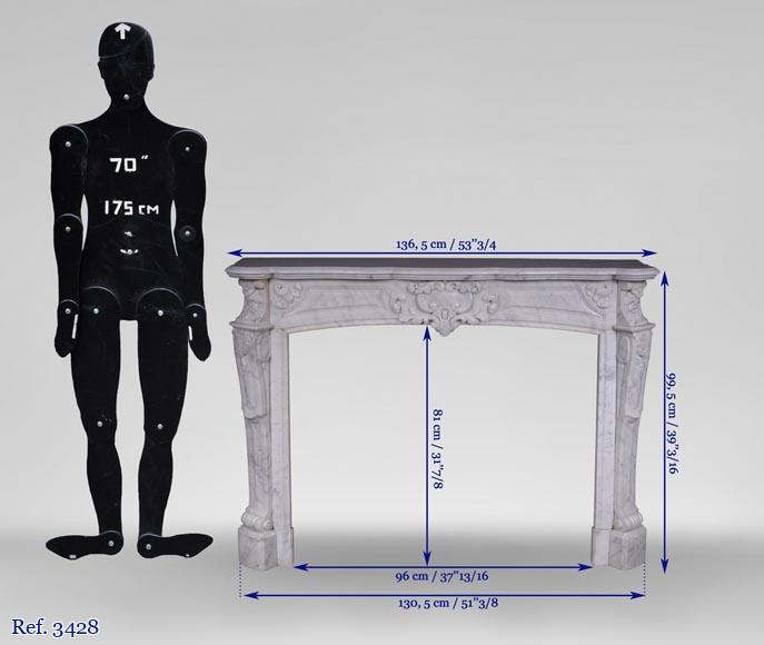 Antique Regence style fireplace in Carrara marble -9