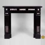 Antique Napoleon III style fireplace in Belgian Black marble with Fior di Pesco marble inlays