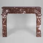 Antique Regence period fireplace in Red from the North marble