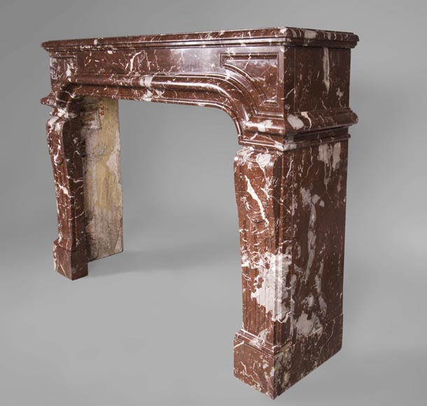 Antique Regence period fireplace in Red from the North marble-6