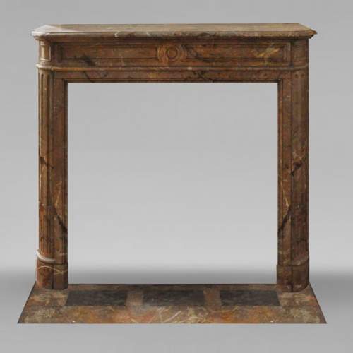 Louis XVI style fireplace in Sarrancolin marble with rounded corners