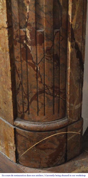 Louis XVI style fireplace in Sarrancolin marble with rounded corners Louis XVI style fireplace in Sarrancolin marble with rounded corners-4