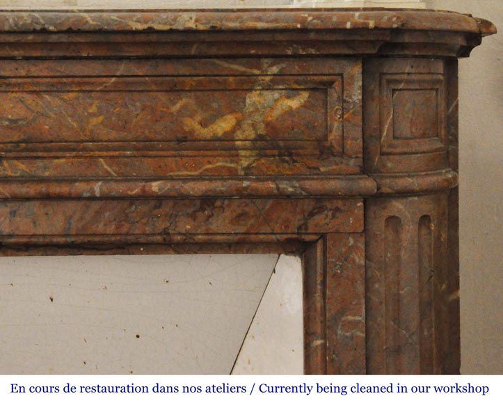 Louis XVI style fireplace in Sarrancolin marble with rounded corners Louis XVI style fireplace in Sarrancolin marble with rounded corners-6