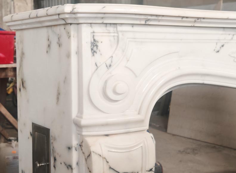 Louis XV style fireplace in Paonazzo marble decorated with a foliate shell-5